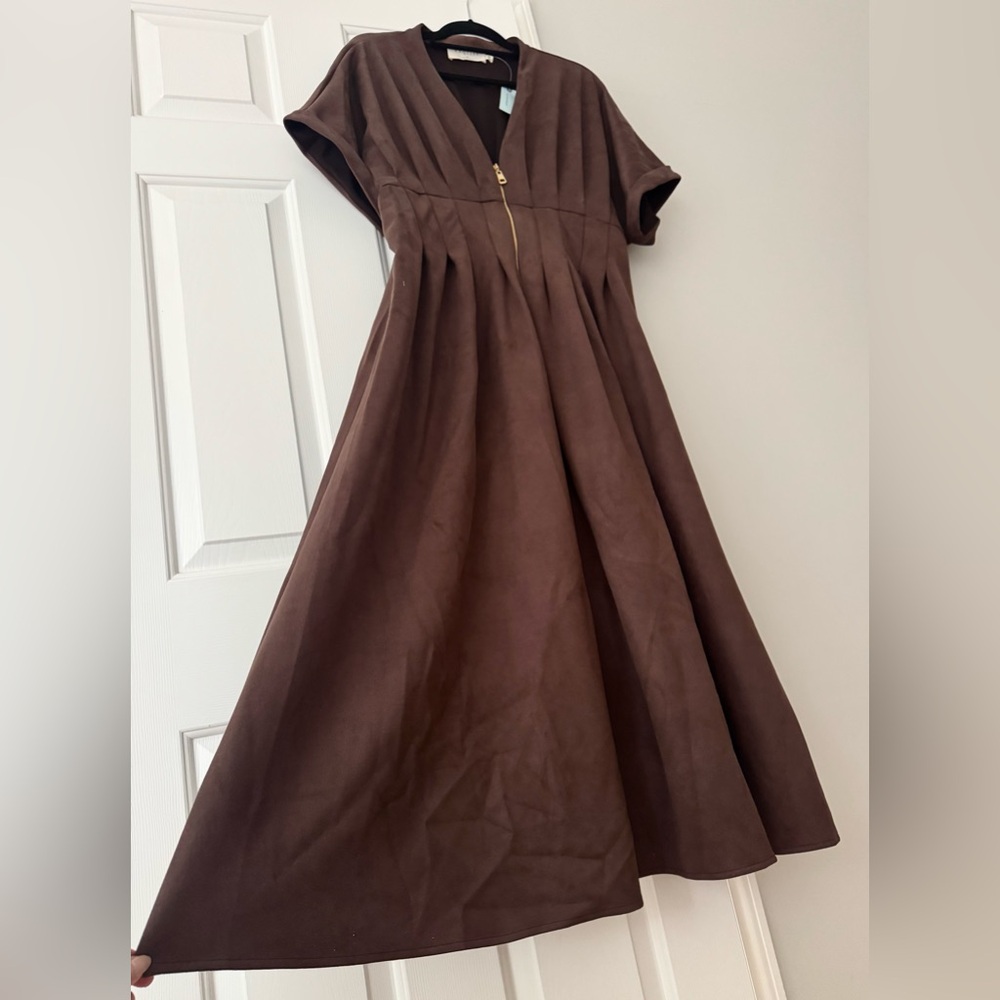 Anthropologie Brown Maxi Dress with Front Zip - Picture 9 of 14
